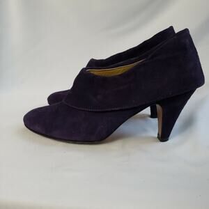 Barneys New York Womens Purple Block Heel Slip On Comfort Ankle Booties Size 4